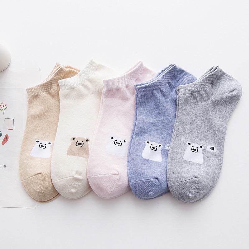 Women's Solid Color Socks Low Cut Shallow Mouth Leisure Boat Socks - Mubimart