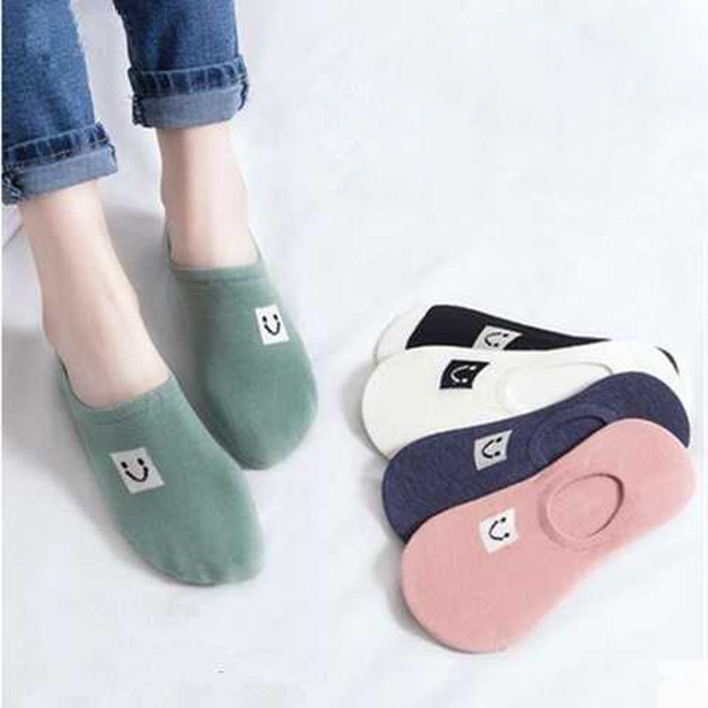 Women's Solid Color Socks Low Cut Shallow Mouth Leisure Boat Socks - Mubimart -  