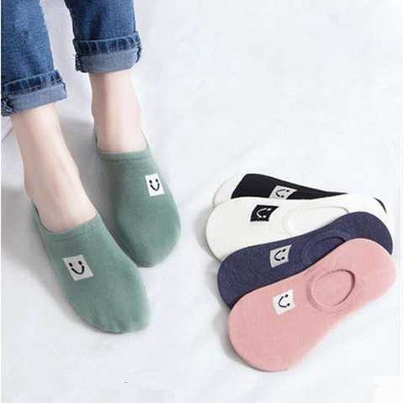 Women's Solid Color Socks Low Cut Shallow Mouth Leisure Boat Socks - Mubimart