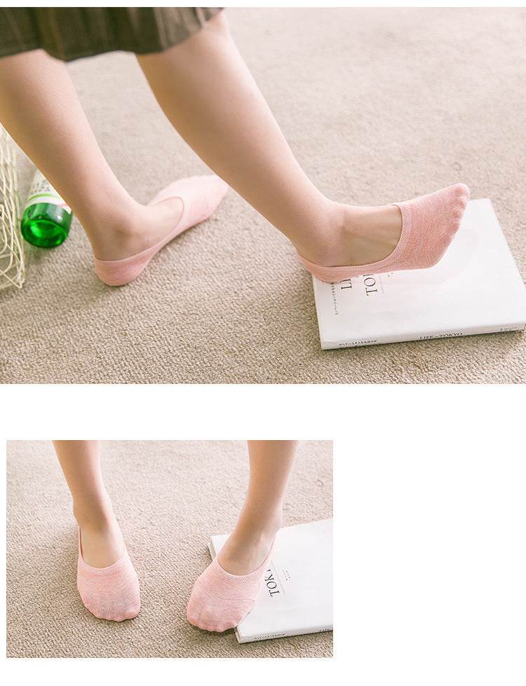 Women's Solid Color Socks Low Cut Shallow Mouth Leisure Boat Socks - Mubimart