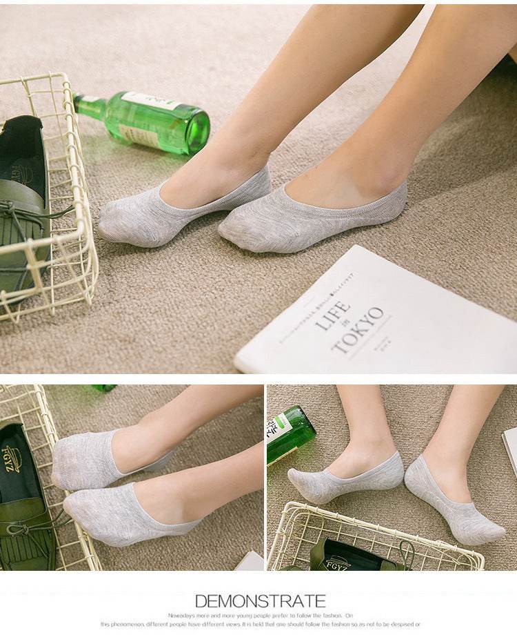 Women's Solid Color Socks Low Cut Shallow Mouth Leisure Boat Socks - Mubimart