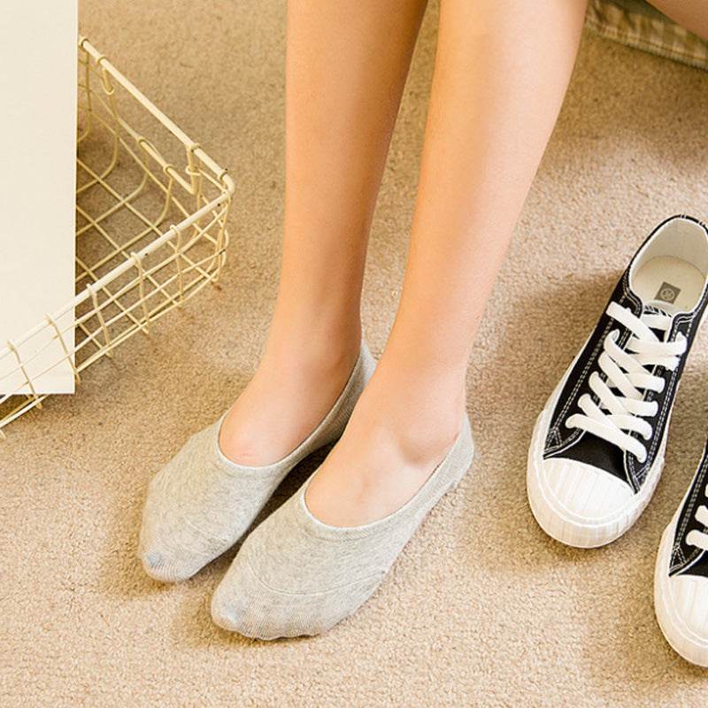 Women's Solid Color Socks Low Cut Shallow Mouth Leisure Boat Socks - Mubimart