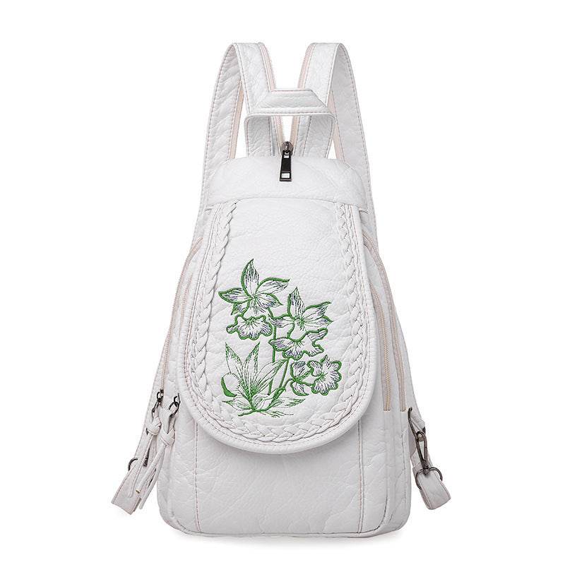 New Embroidery Orchid Women Backpack Casual - Mubimart