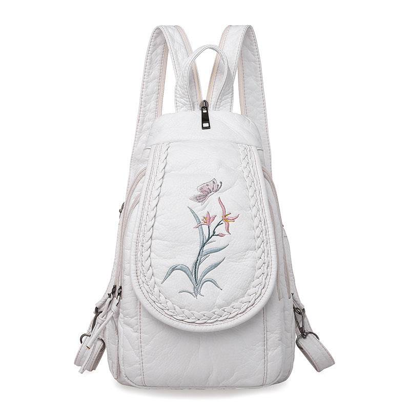 New Embroidery Orchid Women Backpack Casual - Mubimart