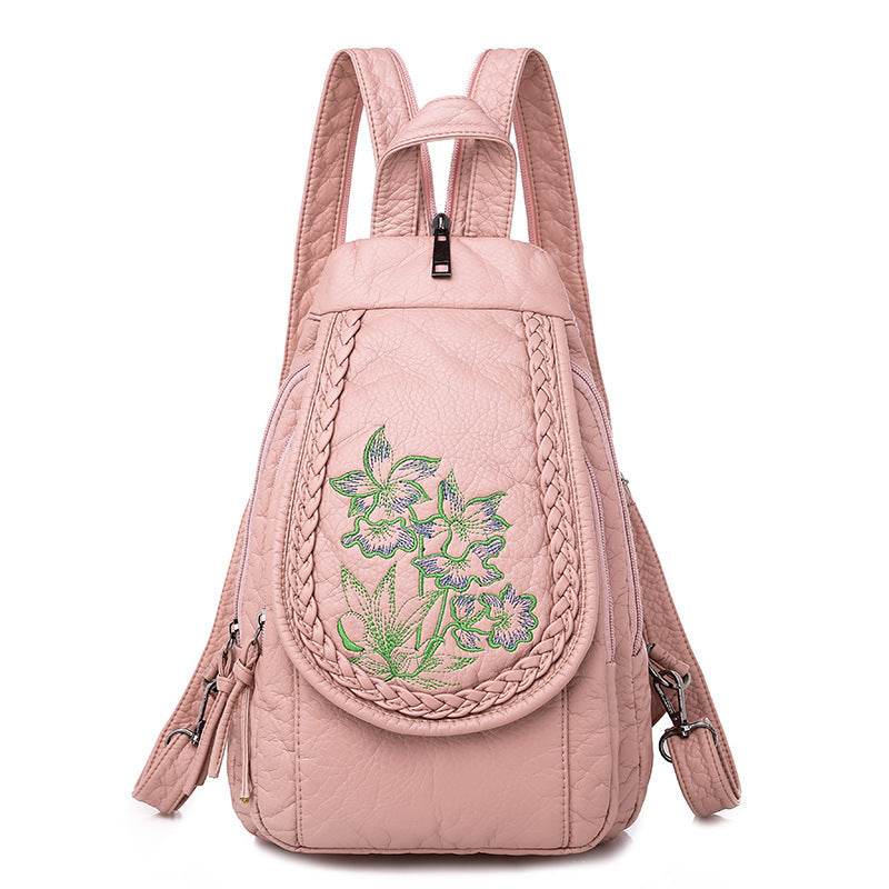 New Embroidery Orchid Women Backpack Casual - Mubimart
