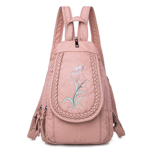 New Embroidery Orchid Women Backpack Casual - Mubimart