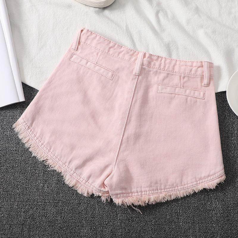 Pink High Waisted Denim Shorts For Women In Spring And Summer - Mubimart
