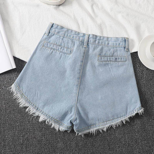 Pink High Waisted Denim Shorts For Women In Spring And Summer - Mubimart