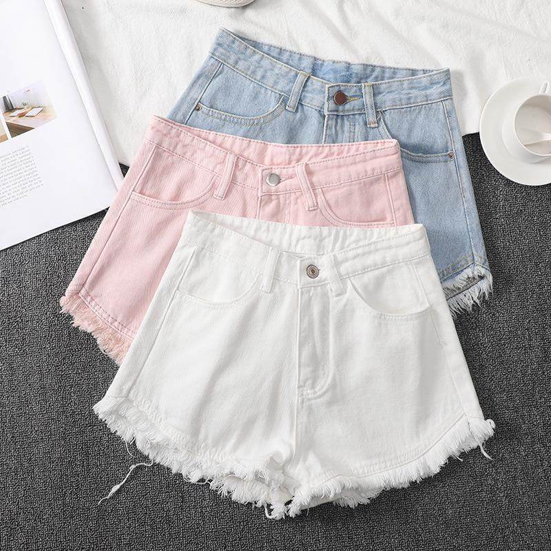 Pink High Waisted Denim Shorts For Women In Spring And Summer - Mubimart