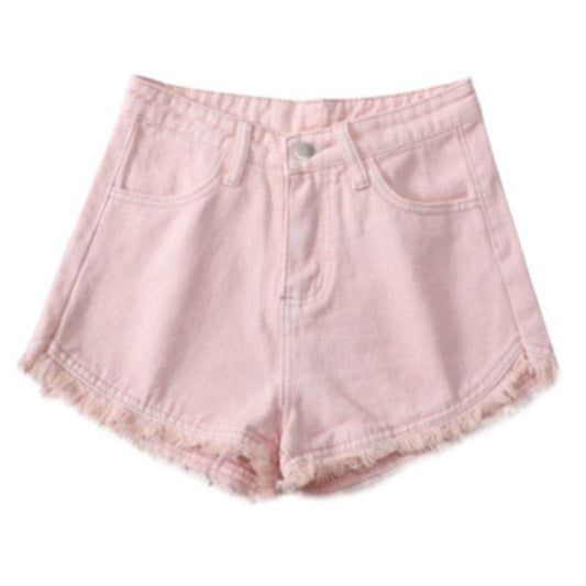 Pink High Waisted Denim Shorts For Women In Spring And Summer - Mubimart