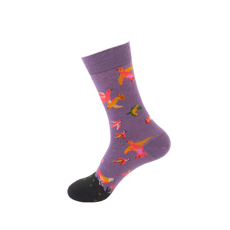 Vintage Street Women Socks Fashion Brand Men's Socks Cotton Funny Star Starry Sky Flower Graffiti Asuka Crew Casual Sock - Mubimart -  