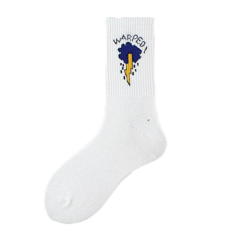Socks Men's Tube Socks Ladies Striped Socks Sweat Absorbent Deodorant Socks Cactus Flame Banana - Mubimart