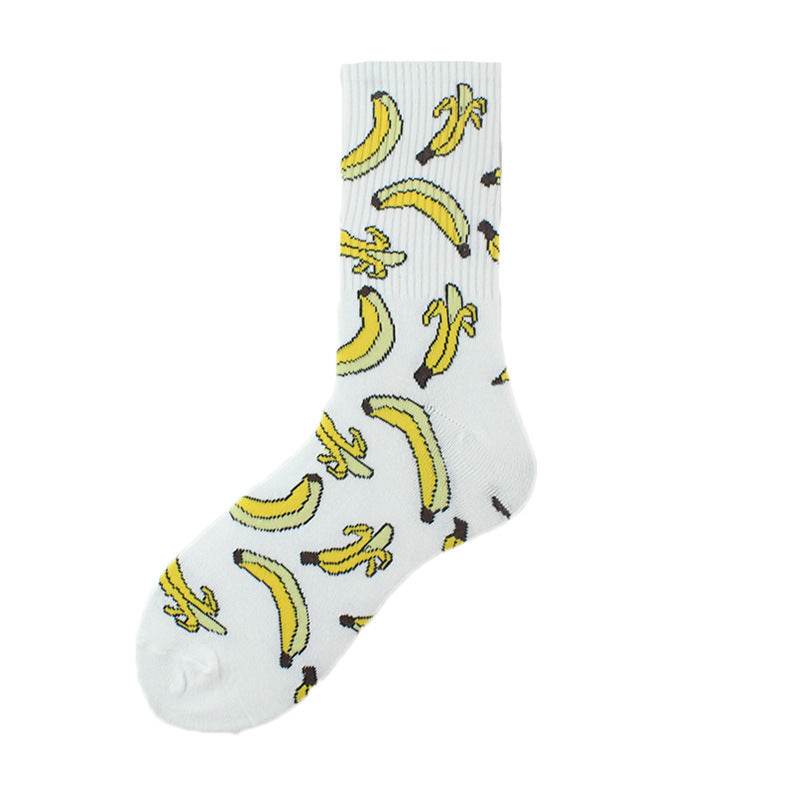 Socks Men's Tube Socks Ladies Striped Socks Sweat Absorbent Deodorant Socks Cactus Flame Banana - Mubimart