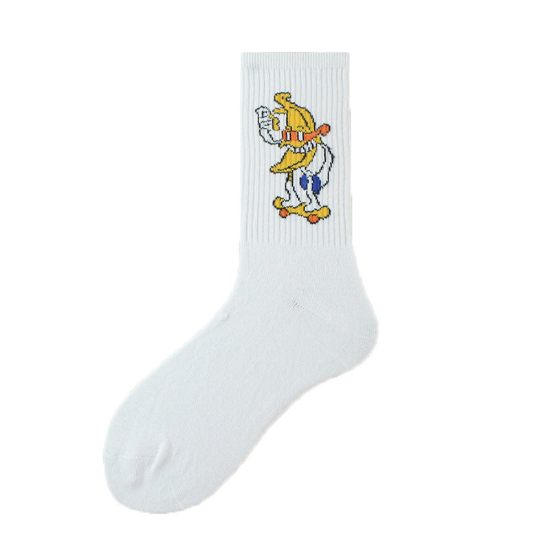 Socks Men's Tube Socks Ladies Striped Socks Sweat Absorbent Deodorant Socks Cactus Flame Banana