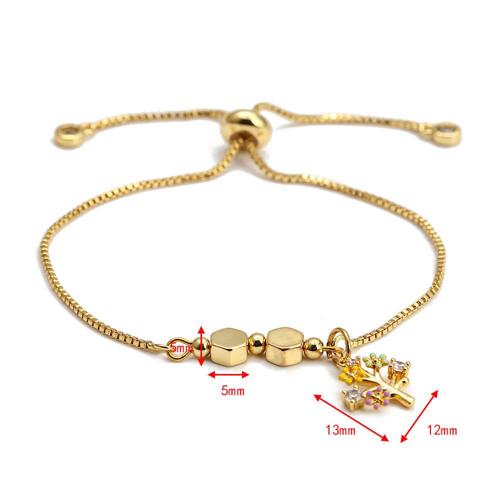 EVIL EYE Fatima Hand Tree Turkish Evil Eye Charm Bracelet Gold Color Adjustable Bracelet Fashion Jewelry for Women Girls BE149 - Mubimart