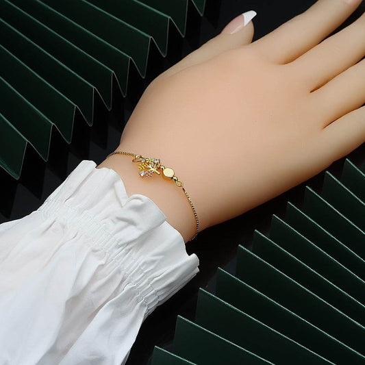 EVIL EYE Fatima Hand Tree Turkish Evil Eye Charm Bracelet Gold Color Adjustable Bracelet Fashion Jewelry for Women Girls BE149 - Mubimart
