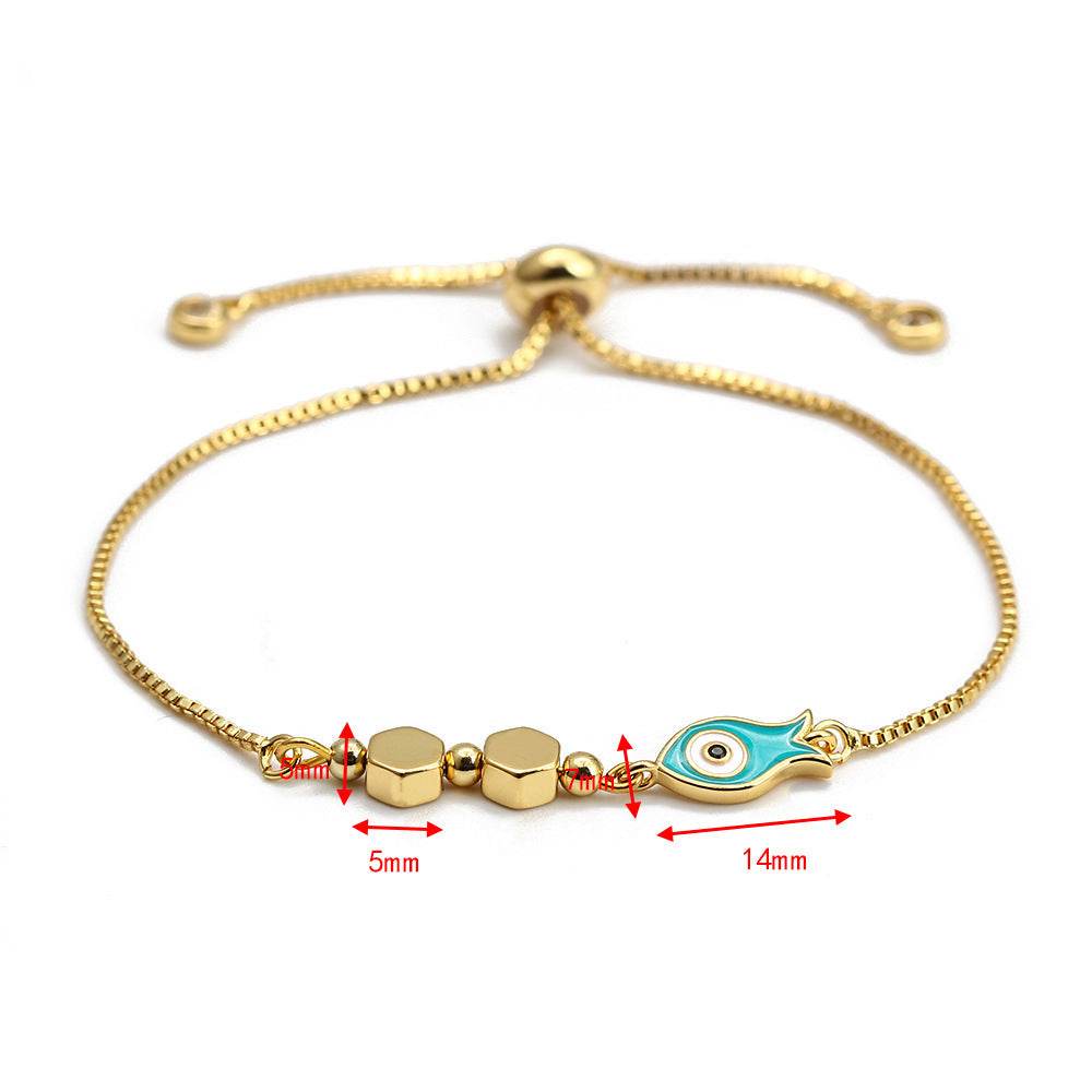 EVIL EYE Fatima Hand Tree Turkish Evil Eye Charm Bracelet Gold Color Adjustable Bracelet Fashion Jewelry for Women Girls BE149 - Mubimart