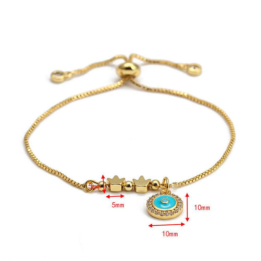 EVIL EYE Fatima Hand Tree Turkish Evil Eye Charm Bracelet Gold Color Adjustable Bracelet Fashion Jewelry for Women Girls BE149 - Mubimart