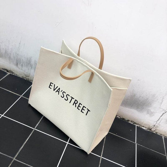Korean Style Canvas Large Capacity Handbag Shoulder Tote Bag Women Bag - Mubimart