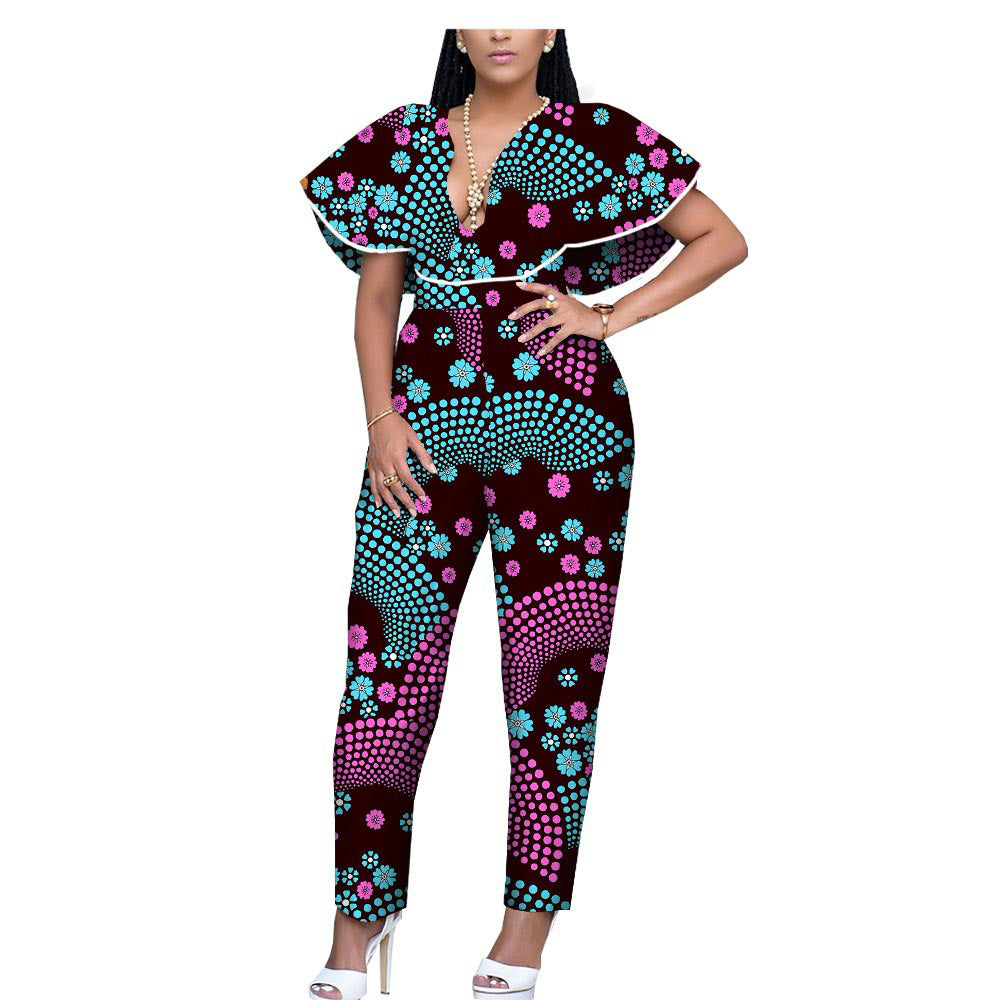 African Ethnic Printing Batik Cotton Plus Size Fashion Jumpsuit - Mubimart -  