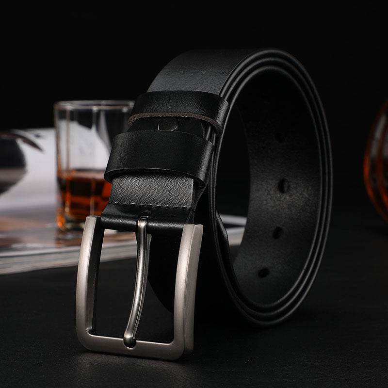 Leather Belt Men'S Cowhide Belt Men'S Suit Trouser Belt Business Pin Buckle Cowhide Belt Custom Men'S Trouser Belt - Mubimart