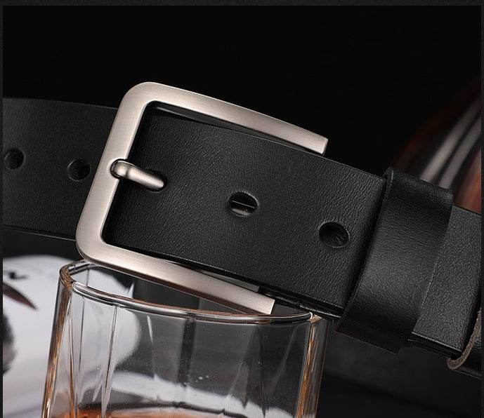 Leather Belt Men'S Cowhide Belt Men'S Suit Trouser Belt Business Pin Buckle Cowhide Belt Custom Men'S Trouser Belt - Mubimart