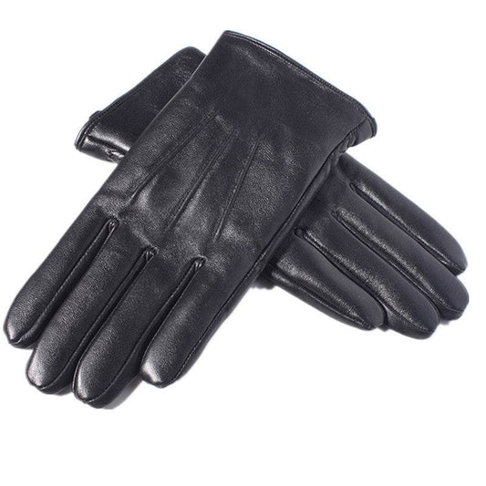 Leather Gloves Men Winter Warmth Thickened Plus Velvet Touch Screen Sheepskin Button Gloves Men - Mubimart