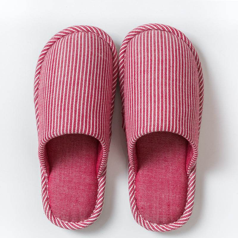 Flax Slipper Female Spring And Autumn Indoor Couple Home With Lovely Antiskid Cotton Hemp Home Pair Of Slippers Summer Man Four Seasons - Mubimart