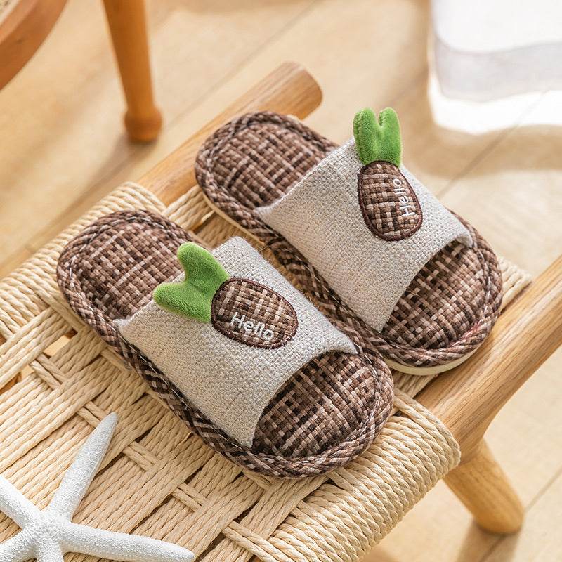 Flax Slipper Female Spring And Autumn Indoor Couple Home With Lovely Antiskid Cotton Hemp Home Pair Of Slippers Summer Man Four Seasons - Mubimart