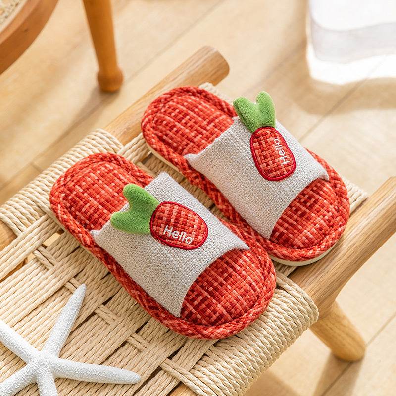 Flax Slipper Female Spring And Autumn Indoor Couple Home With Lovely Antiskid Cotton Hemp Home Pair Of Slippers Summer Man Four Seasons - Mubimart