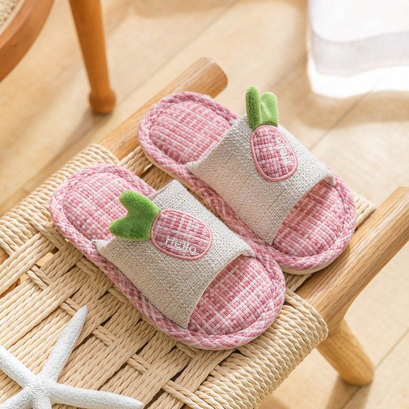 Flax Slipper Female Spring And Autumn Indoor Couple Home With Lovely Antiskid Cotton Hemp Home Pair Of Slippers Summer Man Four Seasons - Mubimart