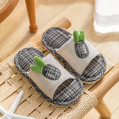 Flax Slipper Female Spring And Autumn Indoor Couple Home With Lovely Antiskid Cotton Hemp Home Pair Of Slippers Summer Man Four Seasons - Mubimart -  