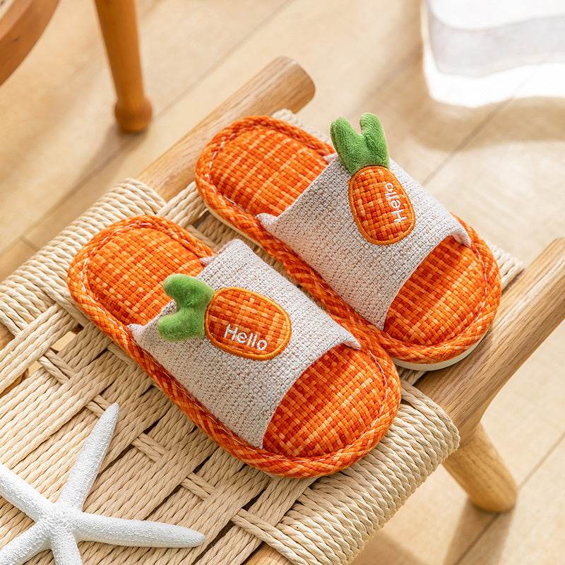 Flax Slipper Female Spring And Autumn Indoor Couple Home With Lovely Antiskid Cotton Hemp Home Pair Of Slippers Summer Man Four Seasons - Mubimart