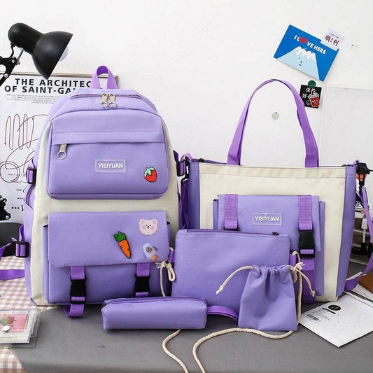 Canvas Backpack Women Korean Harajuku - Mubimart