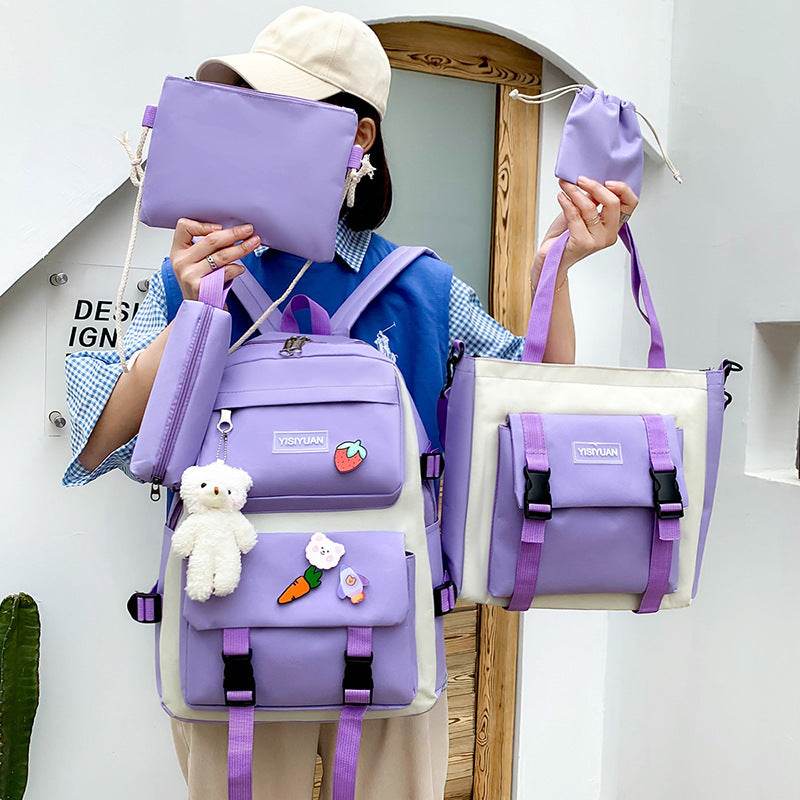 Canvas Backpack Women Korean Harajuku - Mubimart