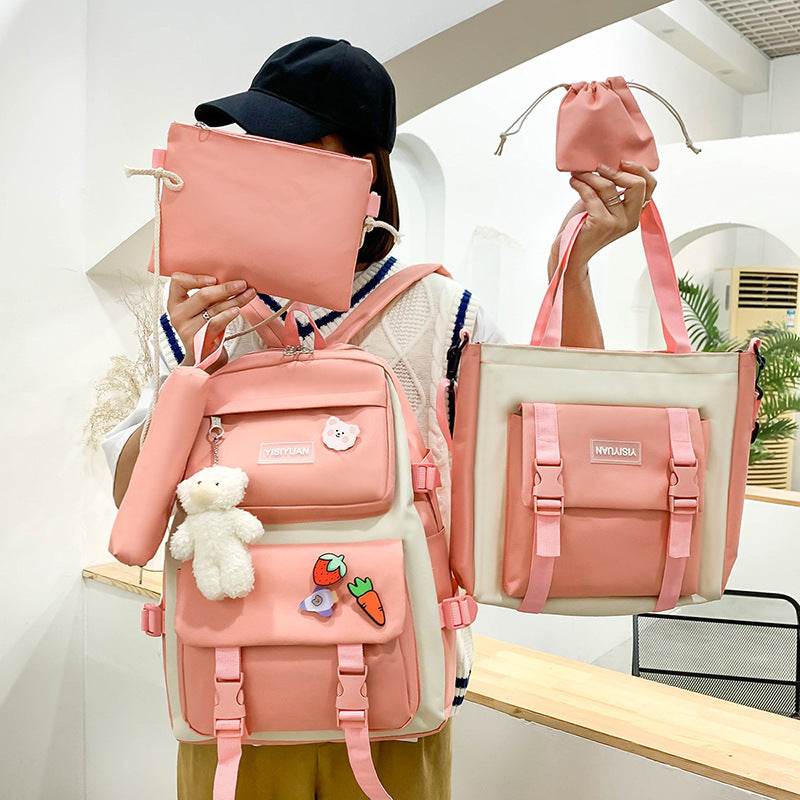 Canvas Backpack Women Korean Harajuku - Mubimart