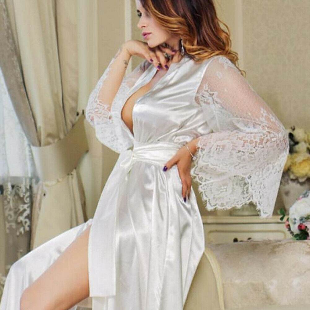 Bathrobes Lace Robe Nightgown women Sleepwear Pajamas - Mubimart