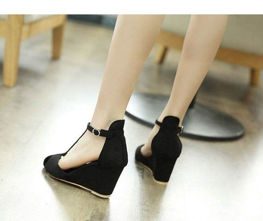 Hollow Wedge Sandal Summer Fairy Style High Heels For Women - Mubimart
