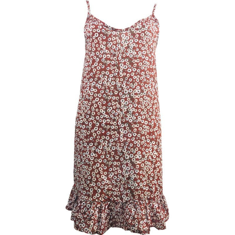 Floral print dress with camisole - Mubimart -  