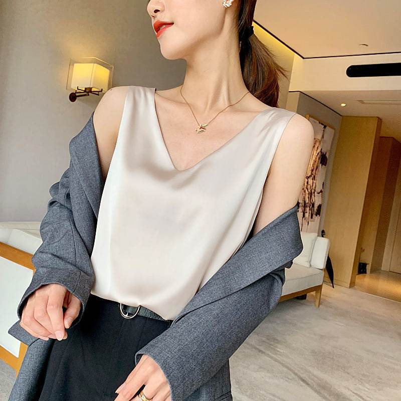 Women's Sleeveless Top With Camisole - Mubimart