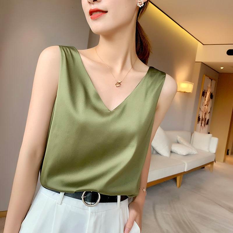 Women's Sleeveless Top With Camisole - Mubimart