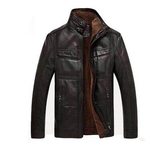 Men's Leather Jackets For Winter Jacket Men And Coats Leather Male Coat For Brand Men's Oblique Zipper Winter Down Biker Jacket - Mubimart
