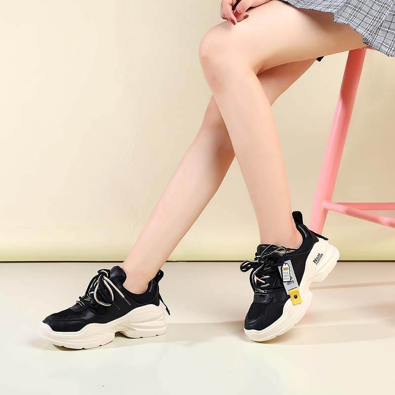 Sneaker Smile-Circle Platform-Shoes Thick-Bottom Flat Breathable Casual Women Ladies - Mubimart