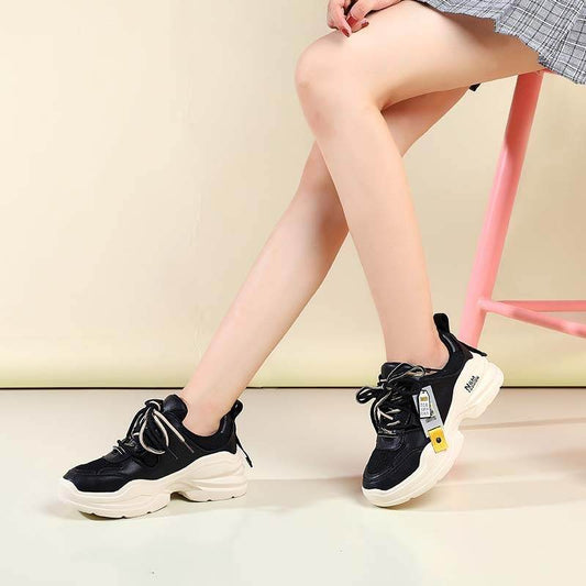 Sneaker Smile-Circle Platform-Shoes Thick-Bottom Flat Breathable Casual Women Ladies - Mubimart