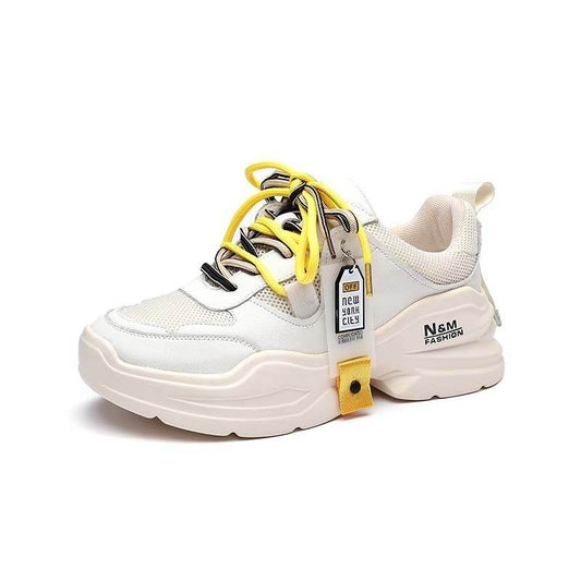 Sneaker Smile-Circle Platform-Shoes Thick-Bottom Flat Breathable Casual Women Ladies - Mubimart