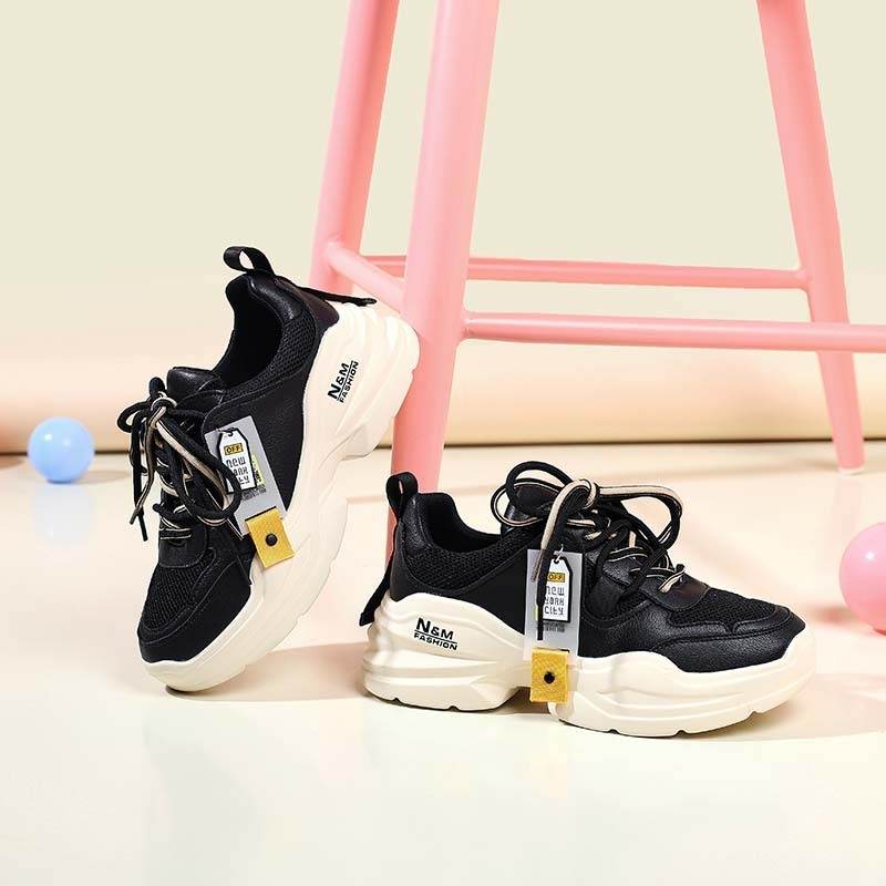 Sneaker Smile-Circle Platform-Shoes Thick-Bottom Flat Breathable Casual Women Ladies - Mubimart