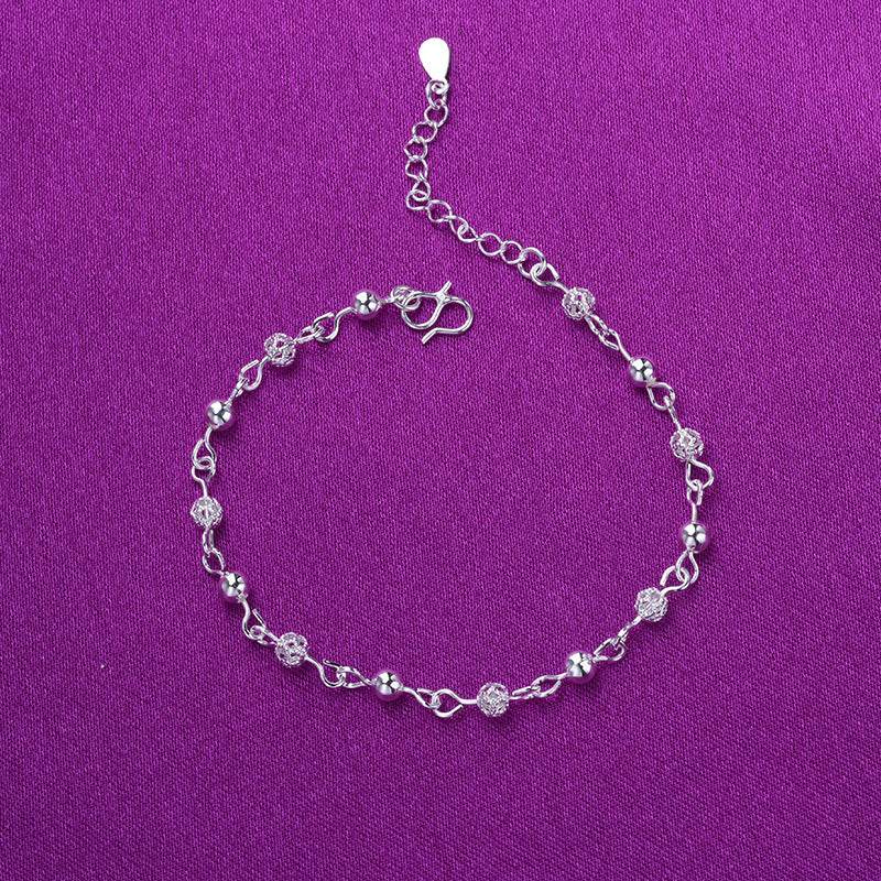Silver Anklets 925 Fashion Silver Jewelry Hollow Beads Anklet for Women Girls Friend Foot Barefoot Leg Jewelry - Mubimart