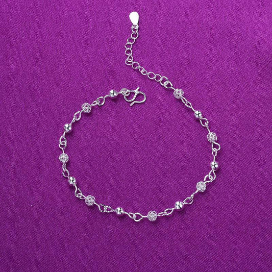 Silver Anklets 925 Fashion Silver Jewelry Hollow Beads Anklet for Women Girls Friend Foot Barefoot Leg Jewelry - Mubimart