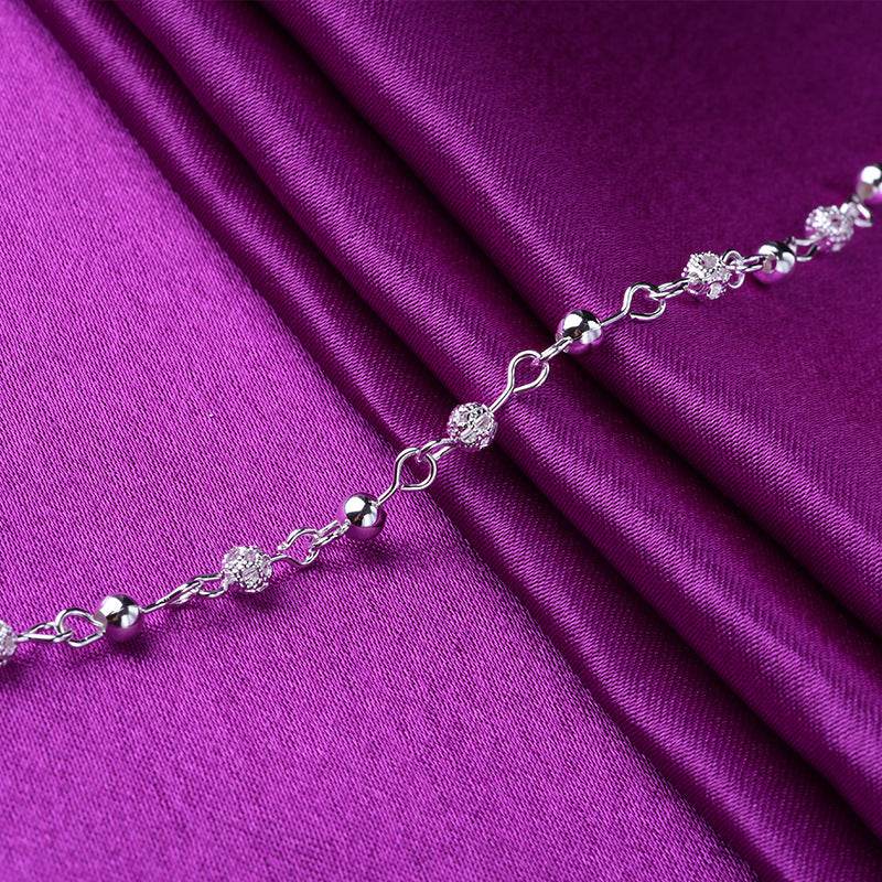 Silver Anklets 925 Fashion Silver Jewelry Hollow Beads Anklet for Women Girls Friend Foot Barefoot Leg Jewelry - Mubimart