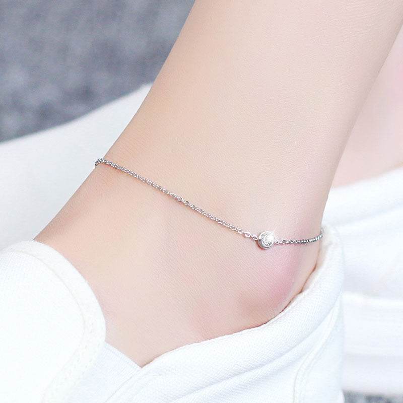 Ustar Simple Stainless Steel Chain Anklets For Women With Cubic - Mubimart